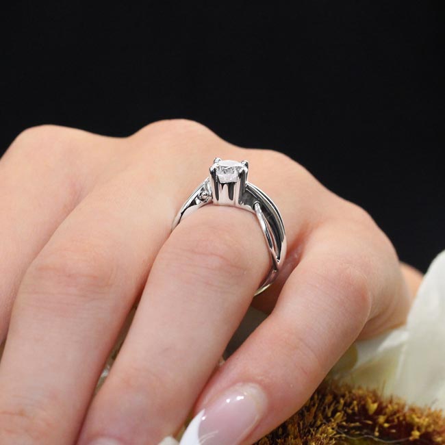 Platinum Wire Trim Solitaire Ring Image 4