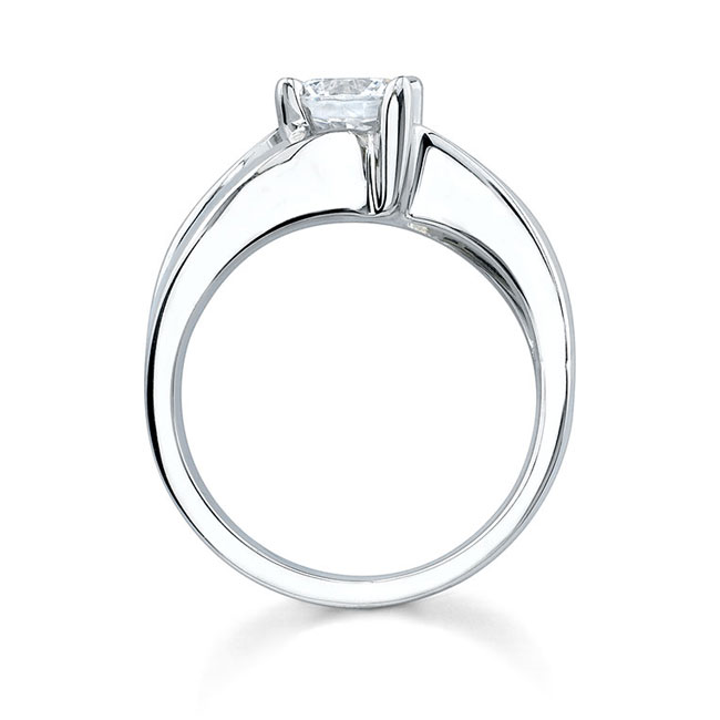 White Gold Curving Split Shank Moissanite Solitaire Ring Image 2