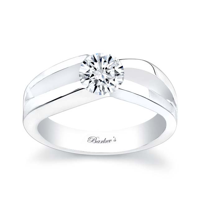 White Gold Simple 1 Carat Split Shank Solitaire Ring