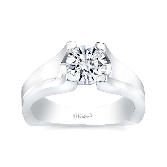 White Gold Wide Square Shank Solitaire Ring