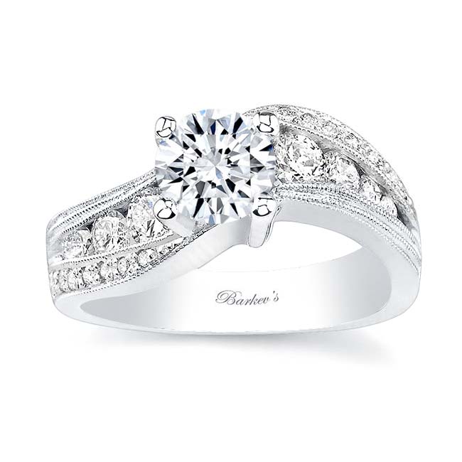 White Gold Wide Curving Engagement Ring