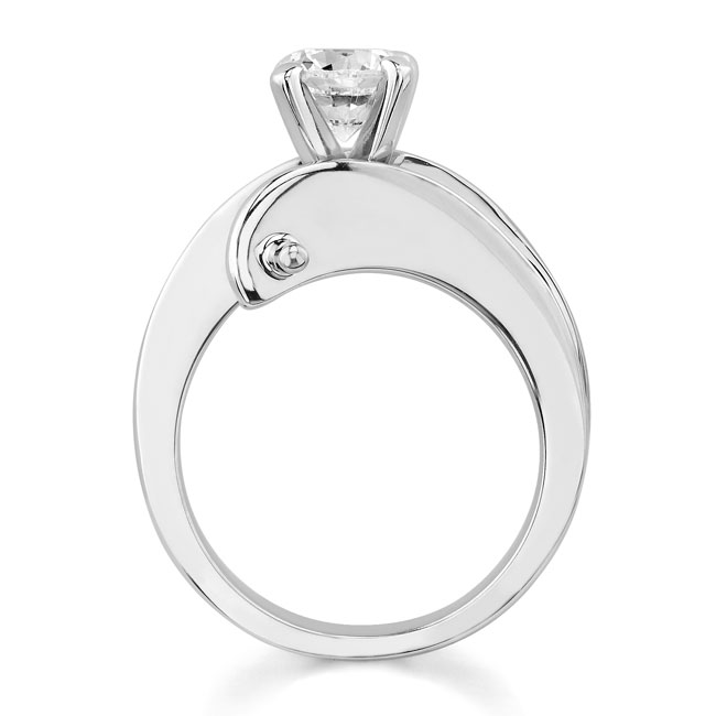 White Gold Open Solitaire Moissanite Ring Image 2