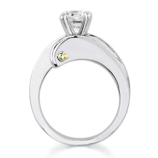 White Yellow Gold Open Solitaire Moissanite Ring Image 2