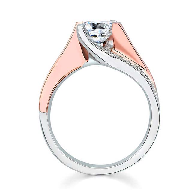 White Rose Gold Round Cut Moissanite Ring Image 2