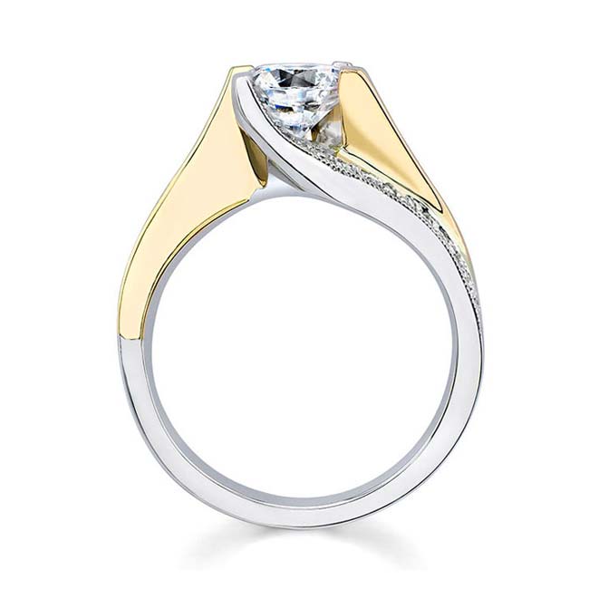 White Yellow Gold Round Cut Diamond Ring Image 2