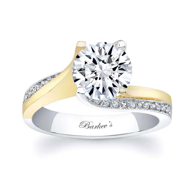 White Yellow Gold 2 Carat Round Cut Diamond Ring