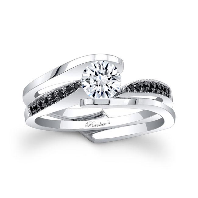 Interlocking Black Diamond Accent Lab Diamond Bridal Set