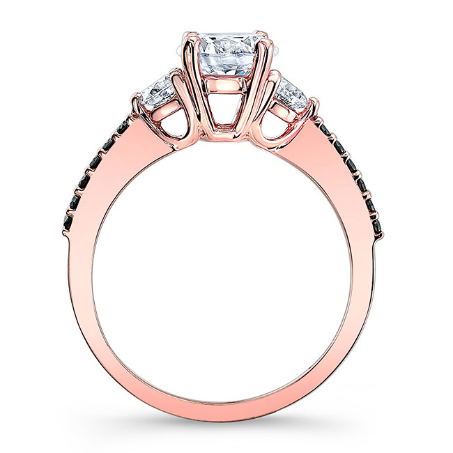 Rose Gold 3 Stone Black Diamond Accent Ring Image 2