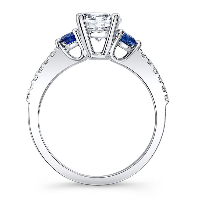 3 Stone Blue Sapphire And Lab Diamond Ring Image 2