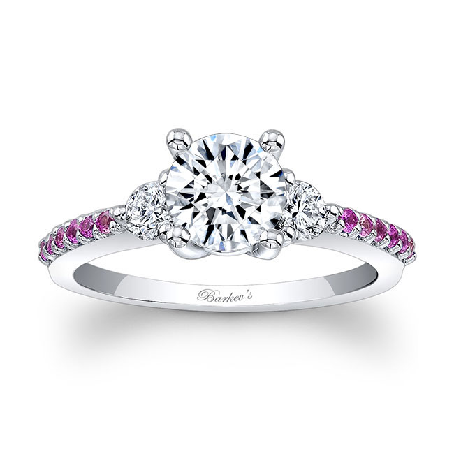 3 Stone Pink Sapphire Ring