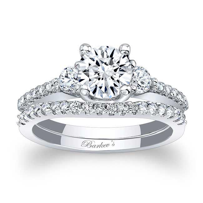 3 Stone Wedding Ring Set