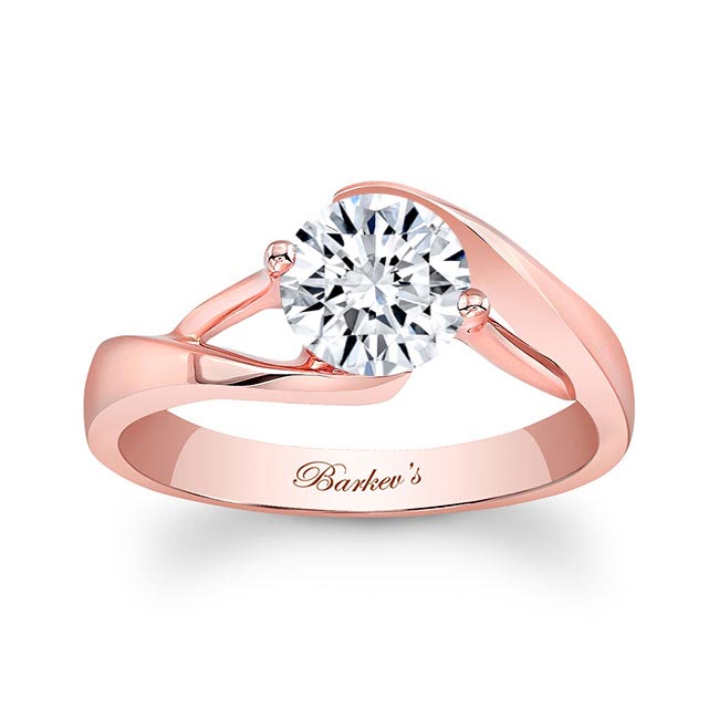 Rose Gold Split Band Solitaire Moissanite Engagement Ring