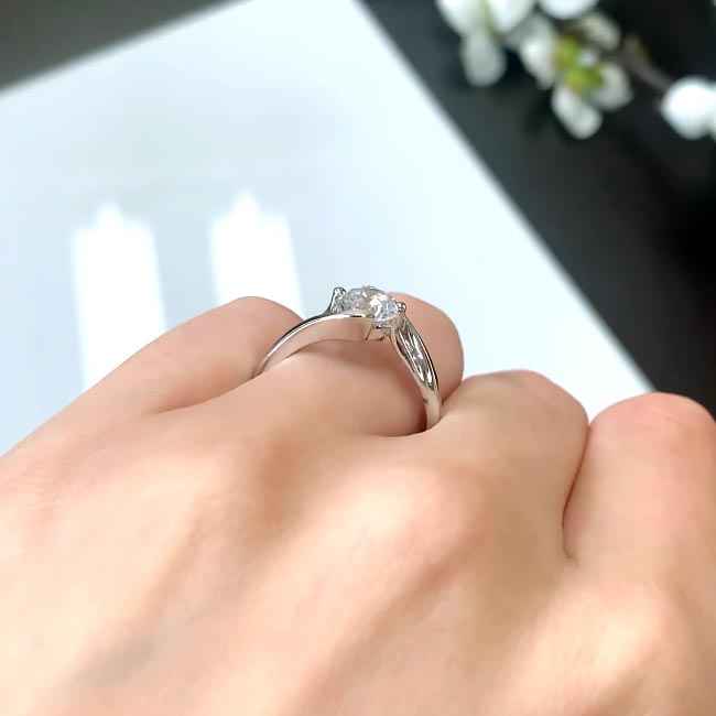 Split Band Solitaire Moissanite Engagement Ring Image 4