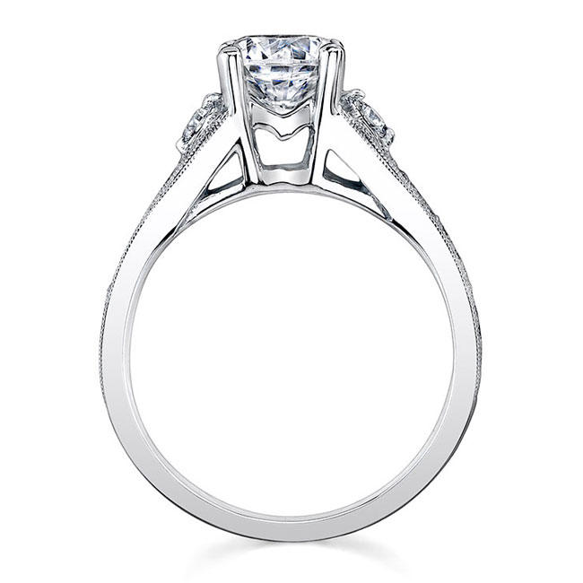 White Gold 3 Stone Milgrain Moissanite Ring Image 2