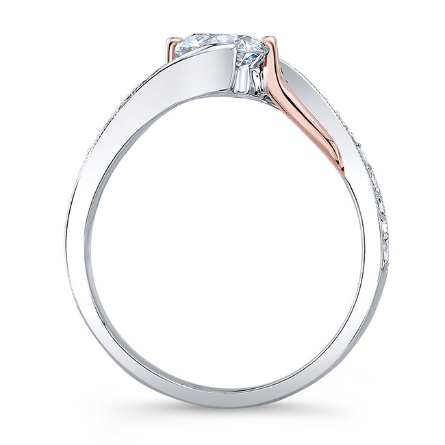 White Rose Gold Bypass Moissanite Ring Image 2