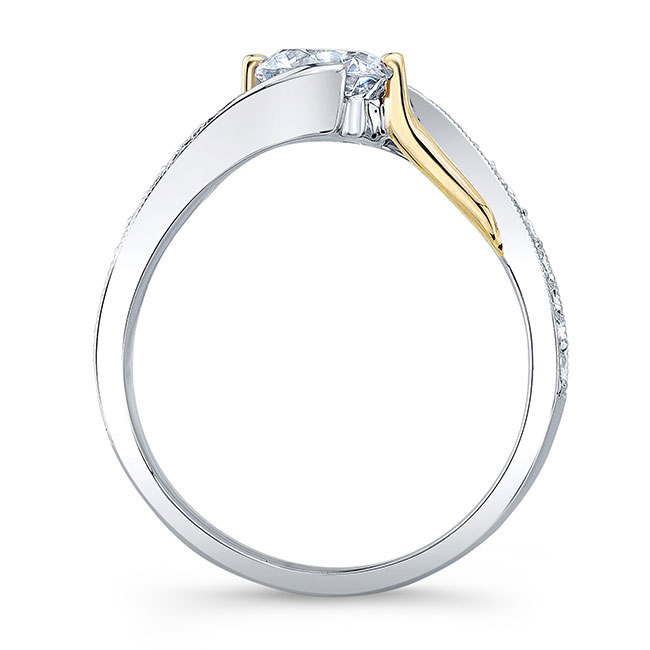 White Yellow Gold Bypass Ring Image 2