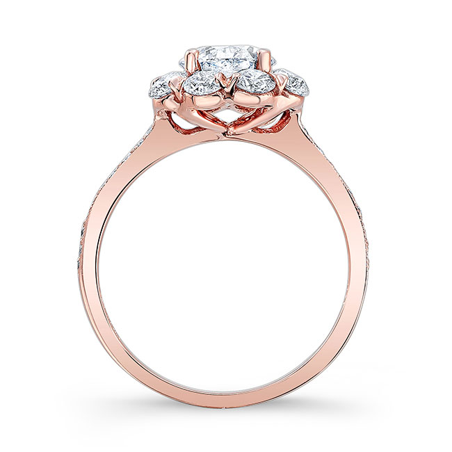 Rose Gold Flower Halo Lab Grown Diamond Engagement Ring Image 2