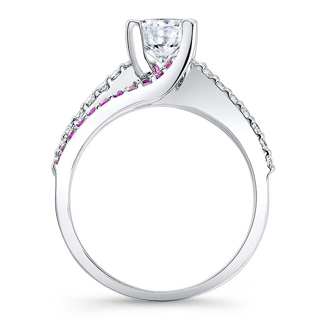 1 Carat Round Cut Moisssanite Pink Sapphire Accent Ring Image 2