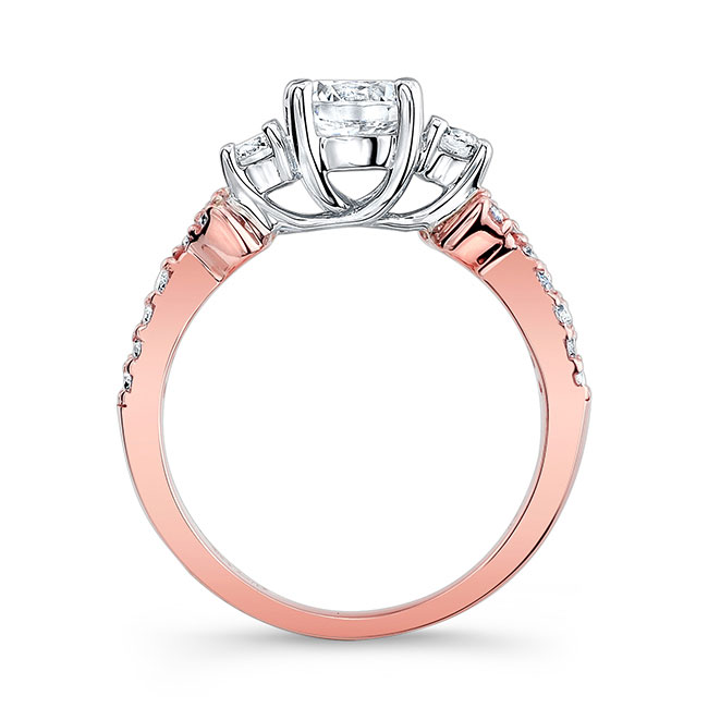 White Rose Gold Three Stone Criss Cross Ring Image 2