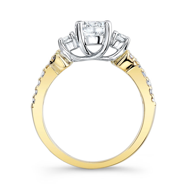 White Yellow Gold Three Stone Criss Cross Ring Image 2