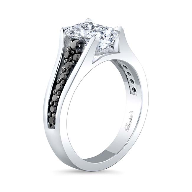 Cathedral Radiant Cut Black Diamond Accent Moissanite Ring Image 2