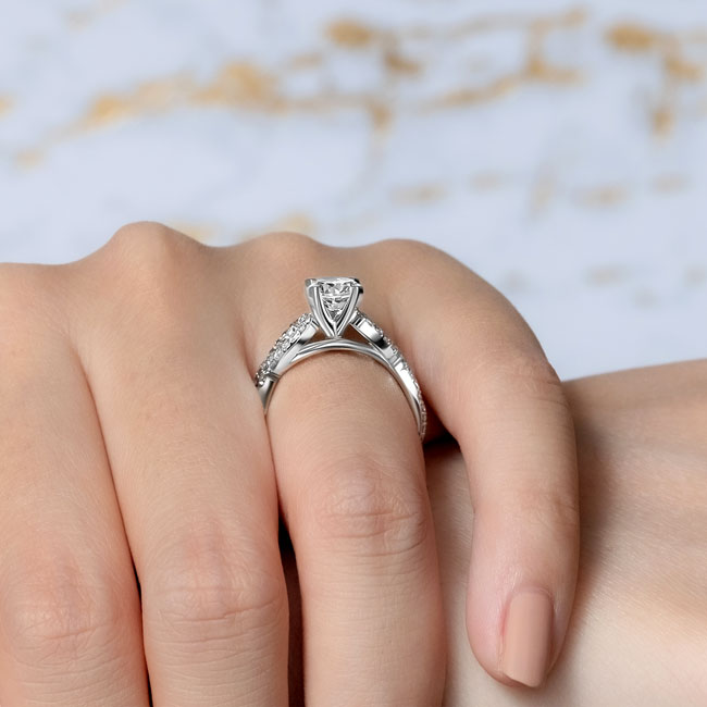 White Gold Moissanite Infinity Engagement Ring Image 7