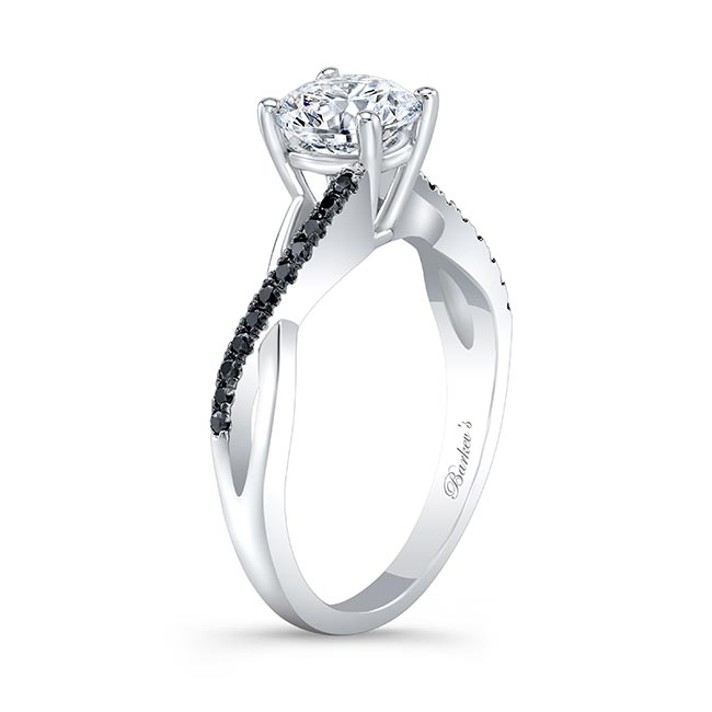 Simple Moissanite Black Diamond Accent Ring Image 2