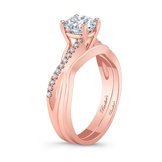 Rose Gold Simple Moissanite Bridal Set Image 2