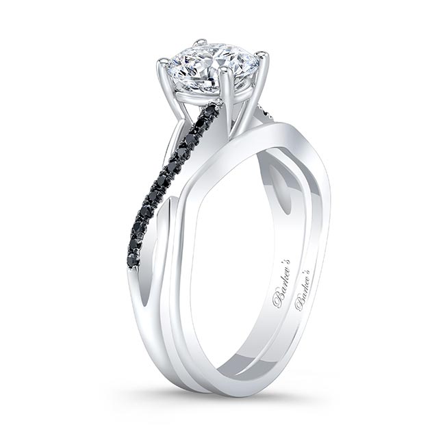 Simple Lab Grown Diamond Bridal Set With Black Diamonds Image 2