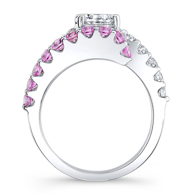 Split Band Pink Sapphire Accent Engagement Ring Image 2