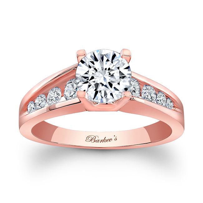 Rose Gold Channel Band Moissanite Ring