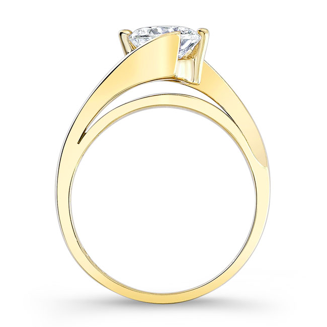 Yellow Gold Half Channel Solitaire Engagement Ring Image 2