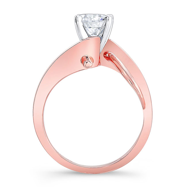 Rose Gold Wire Accent Moissanite Solitaire Ring Image 2