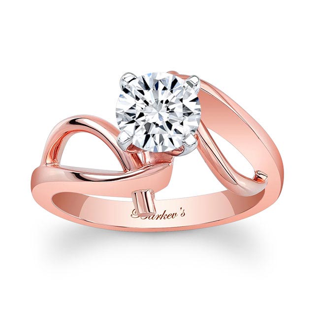 Rose Gold Wire Accent Moissanite Solitaire Ring