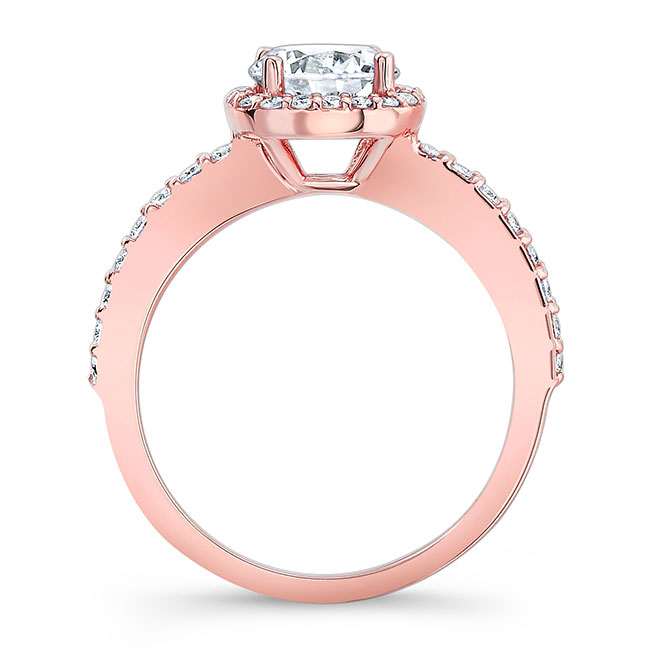 Rose Gold 1 Carat Round Diamond Halo Engagement Ring Image 2