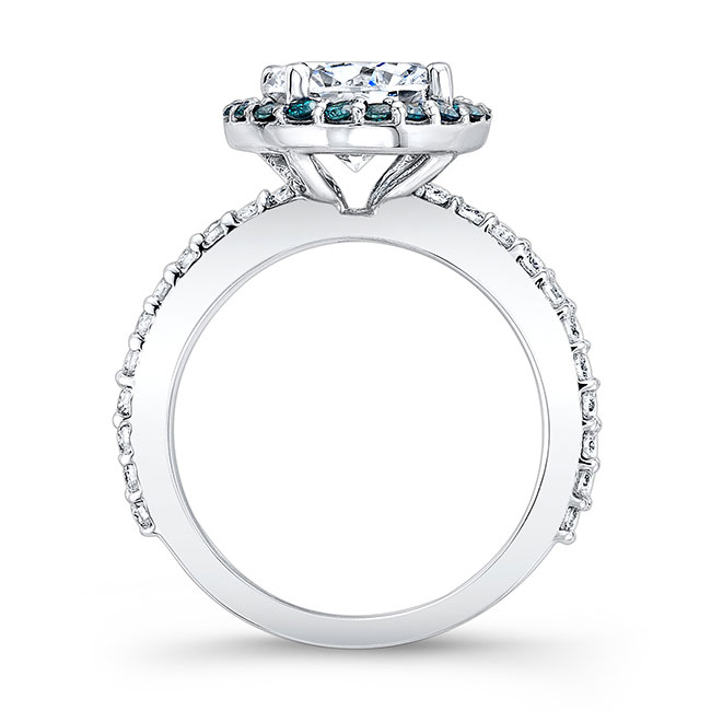 2 Carat Halo Blue Diamond Accent Engagement Ring Image 2