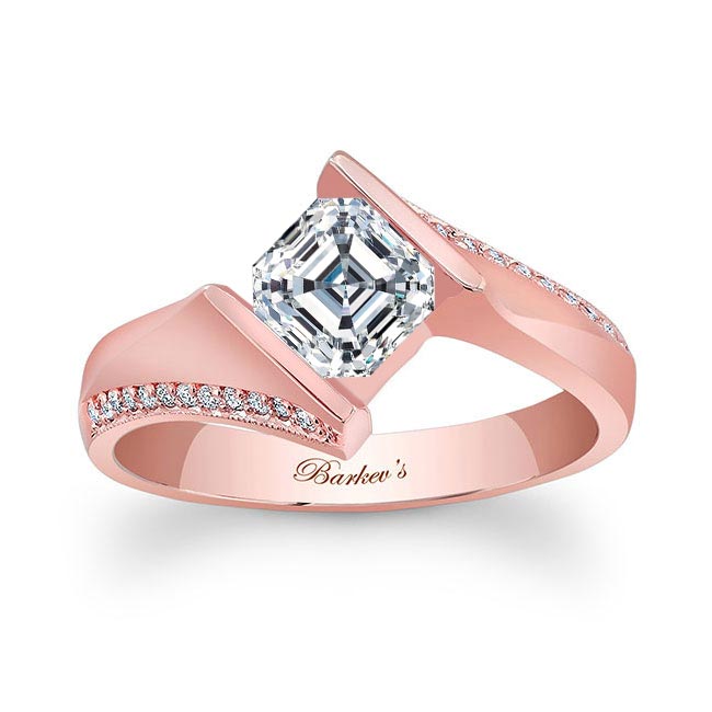 Rose Gold Asscher Cut Square Diamond Ring