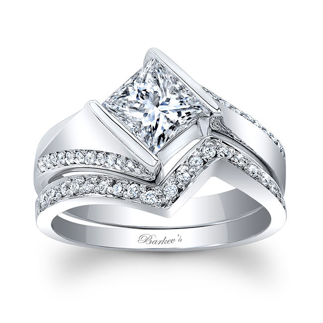 Square Cut Diamond Wedding Set