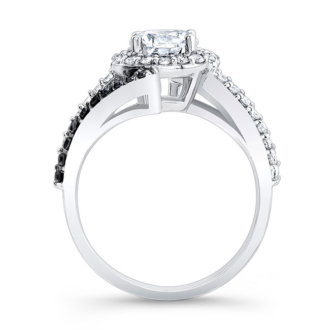 Contemporary Black Diamond Accent Engagement Ring Image 2