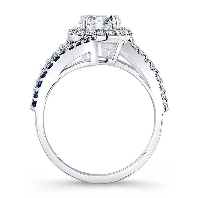 Contemporary Blue Sapphire Accent Engagement Ring Image 2