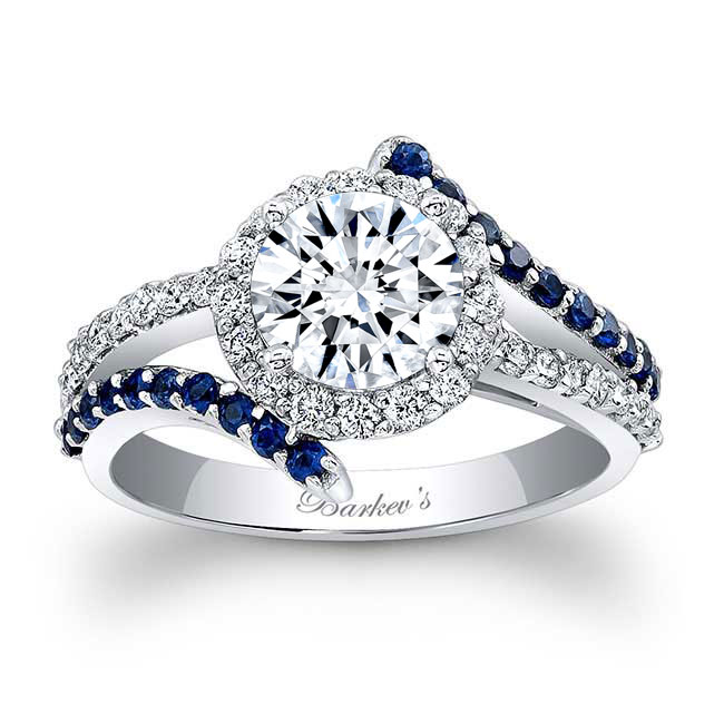 Contemporary Blue Sapphire Accent Engagement Ring