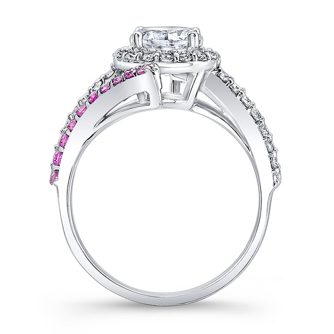 Contemporary Pink Sapphire Accent Engagement Ring Image 2