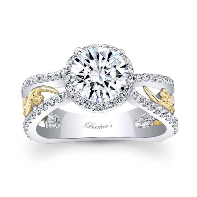 White Yellow Gold 1 Carat Halo Ring