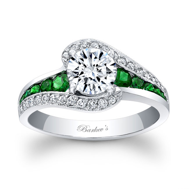 Unique Tsavorite Accent Engagement Ring