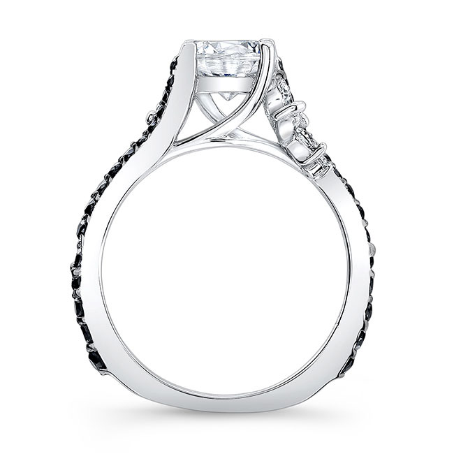 1 Carat Round Black Diamond Accent Ring Image 2