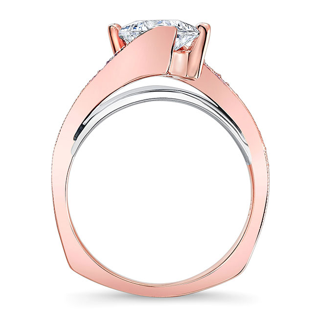 Rose Gold 1 Carat Princess Cut Moissanite Engagement Ring Image 2