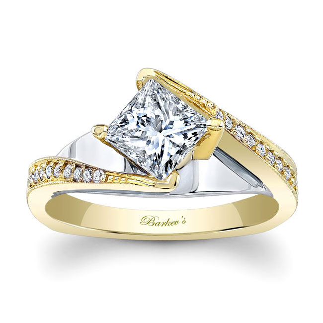 Yellow Gold 1 Carat Princess Cut Diamond Engagement Ring