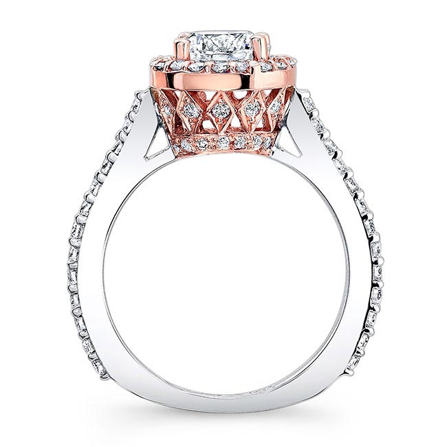 White Rose Gold Halo Ring Setting Image 2