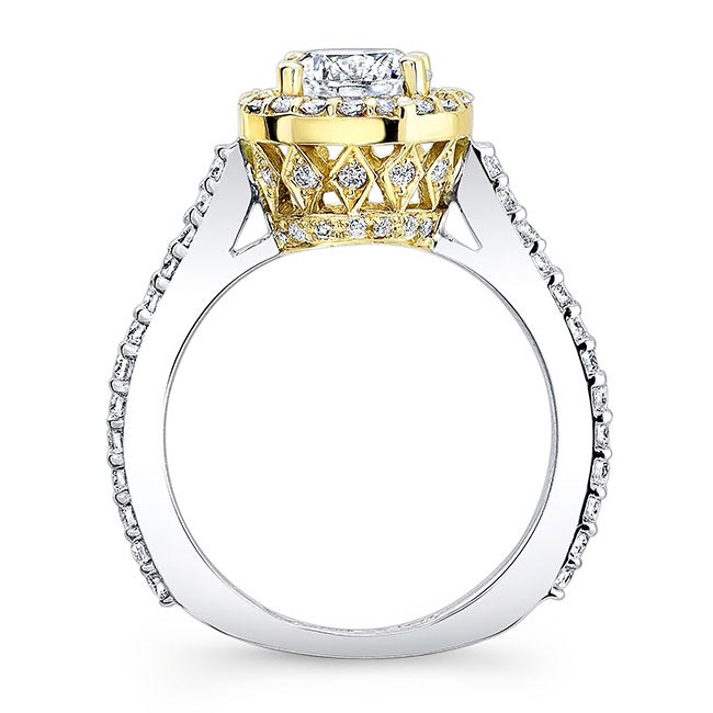 White Yellow Gold Halo Ring Setting Image 2