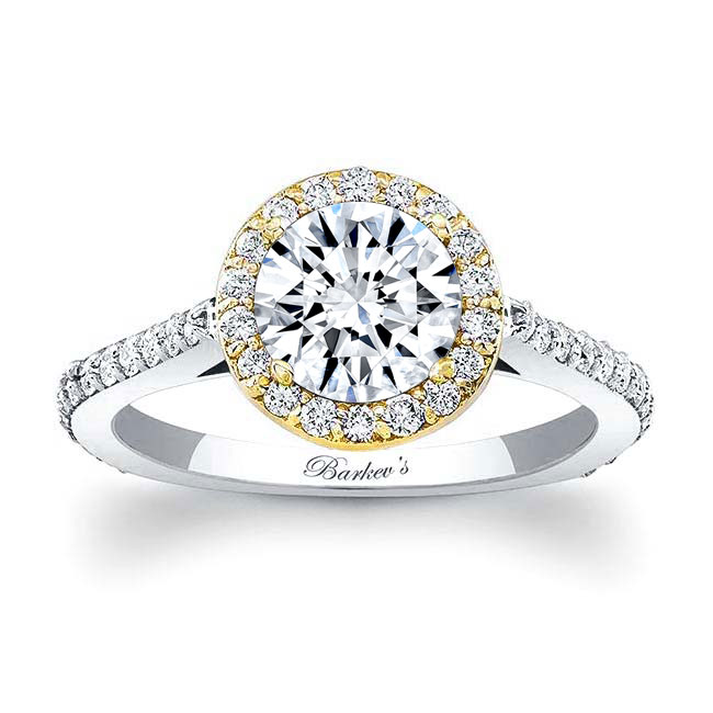 White Yellow Gold Halo Ring Setting